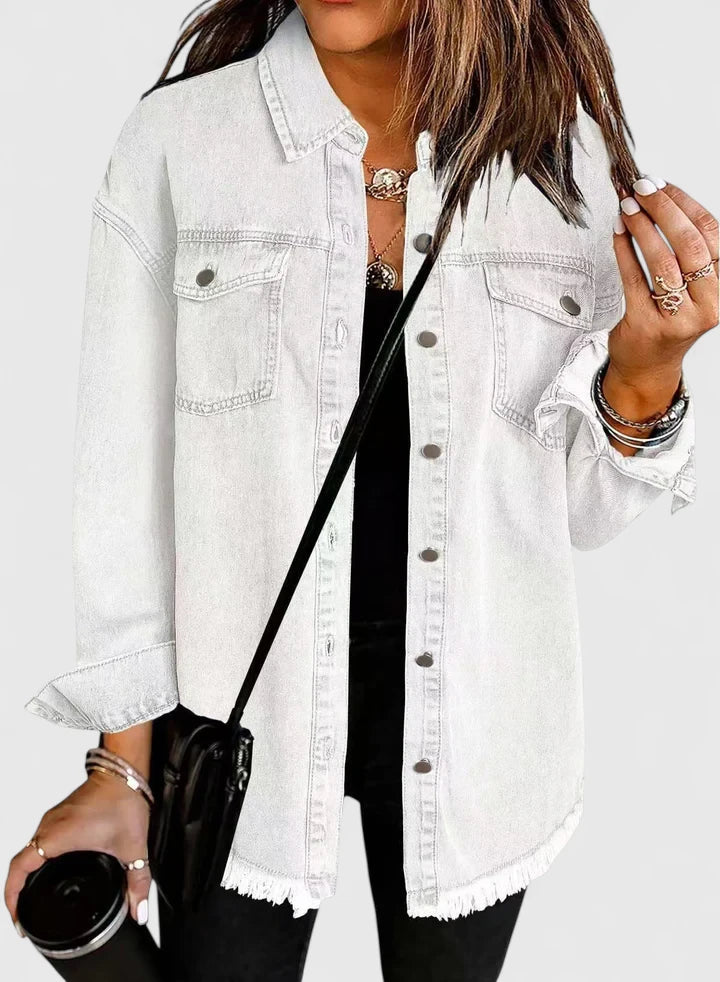 Women's Denim Jacket – Classic Oversized Jean Jacket with Pockets