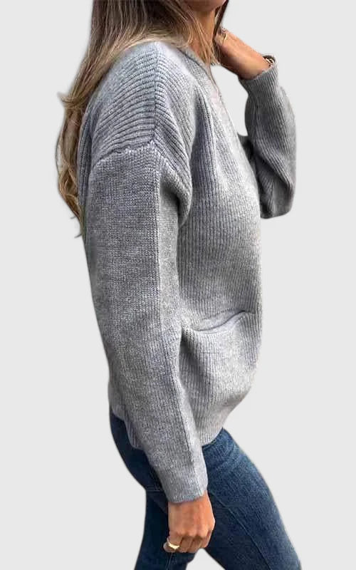 Women's Zip-Up Jacket – Round Neck Relaxed Fit Jacket with Pockets