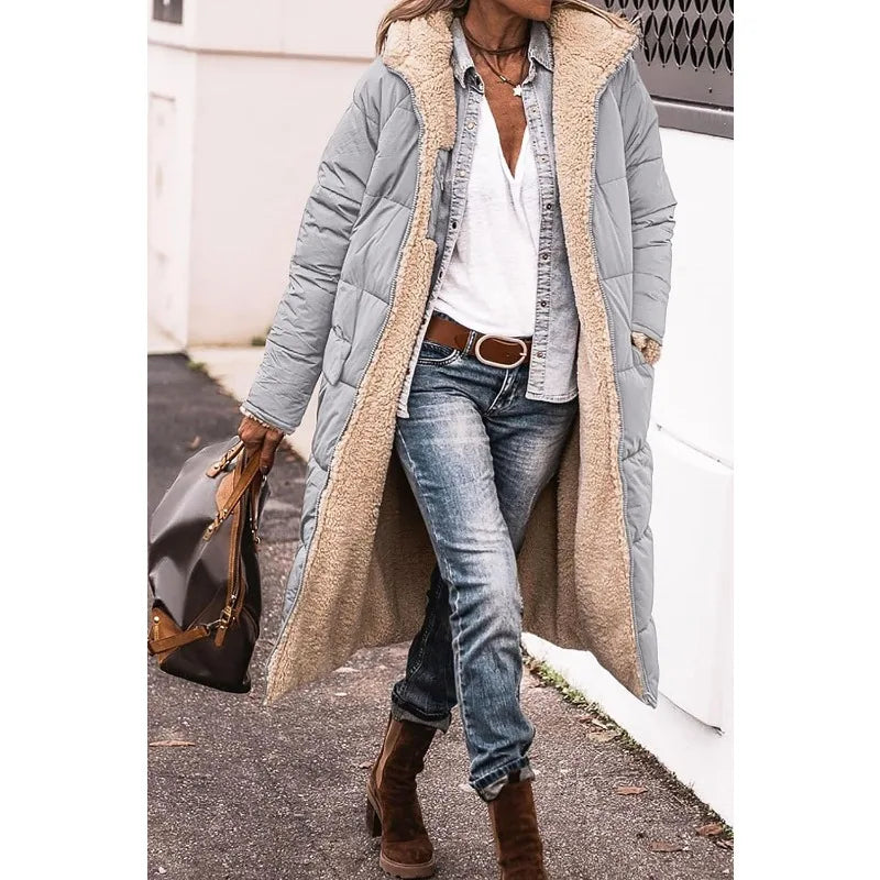 Women's Reversible Puffer Coat – Sherpa Fleece Lined Hooded Winter