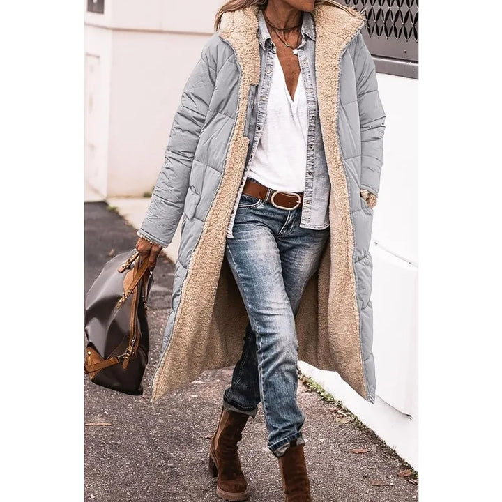 Women's Reversible Puffer Coat – Sherpa Fleece Lined Hooded Winter