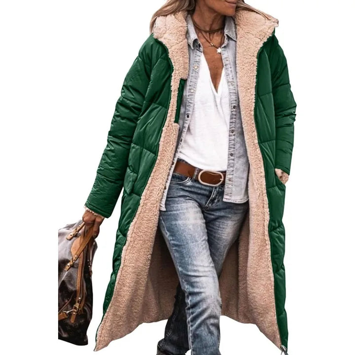 Women's Reversible Puffer Coat – Sherpa Fleece Lined Hooded Winter