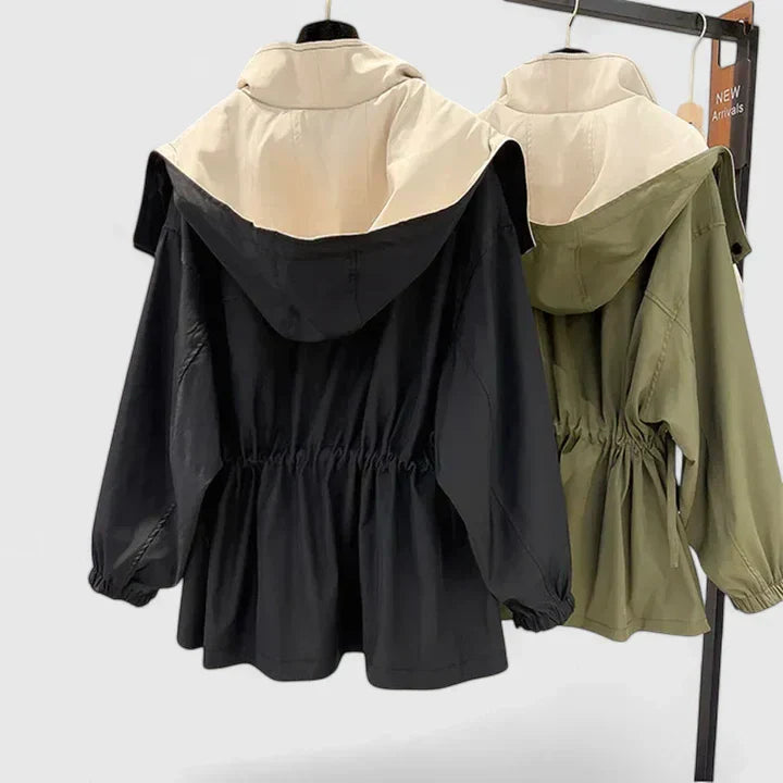 Women's Water-Repellent Jacket – Adjustable Waist Lightweight Coat
