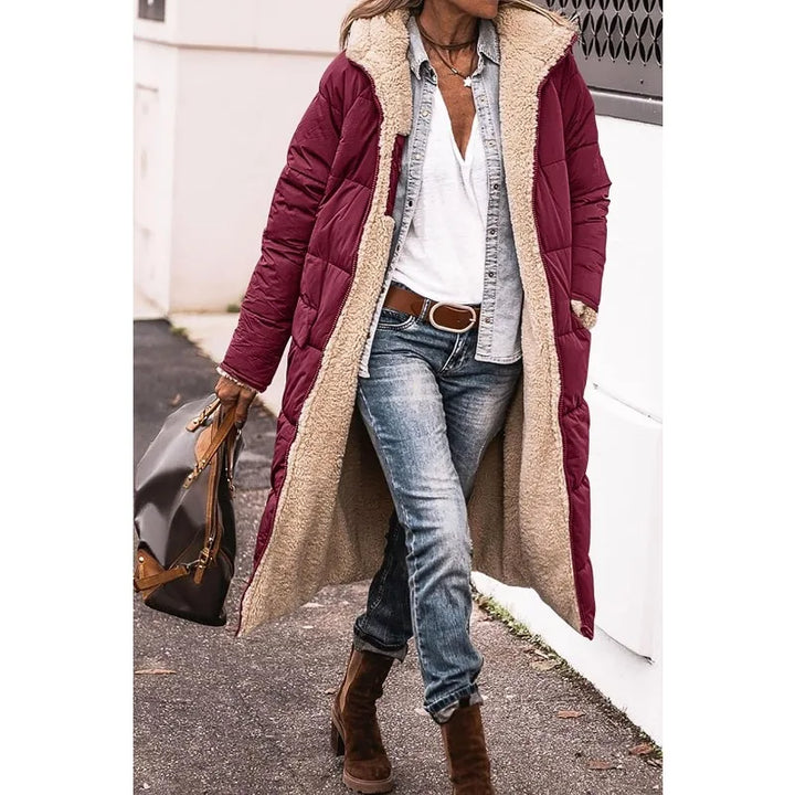 Women's Reversible Puffer Coat – Sherpa Fleece Lined Hooded Winter