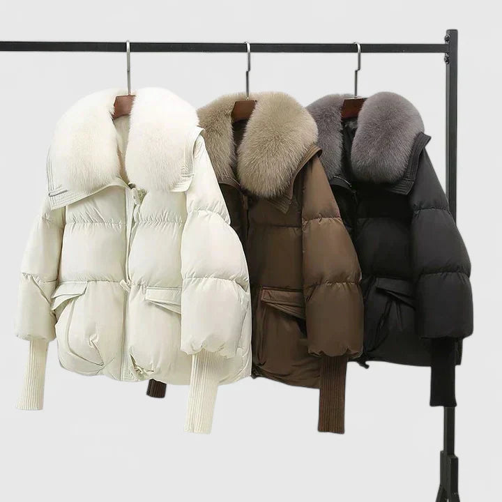 Women's Faux Fur Collar Jacket – Warm Oversized Winter Coat