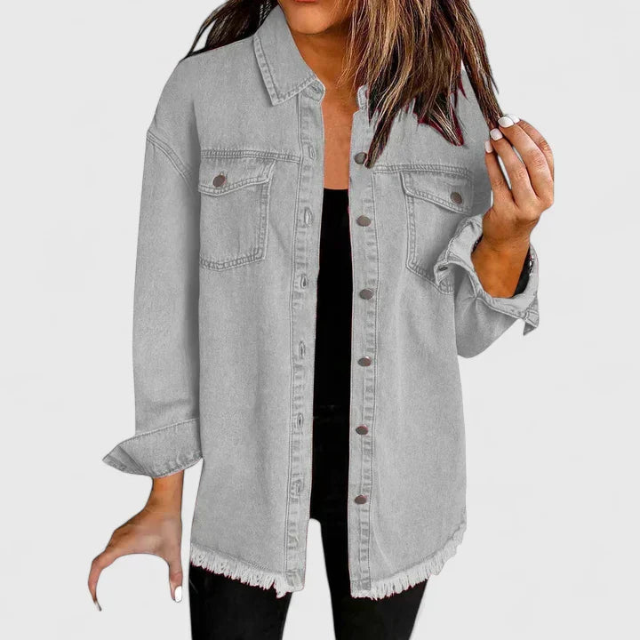 Women's Denim Jacket – Classic Oversized Jean Jacket with Pockets