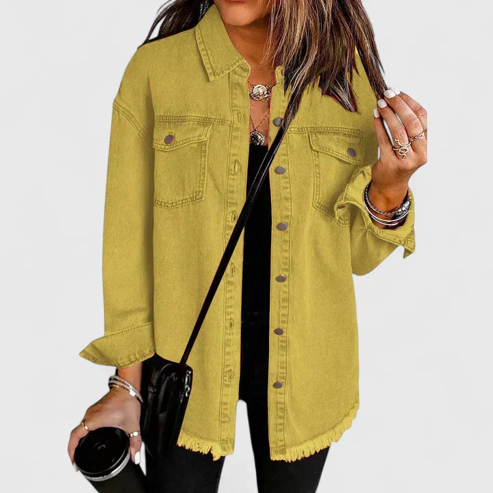 Women's Denim Jacket – Classic Oversized Jean Jacket with Pockets
