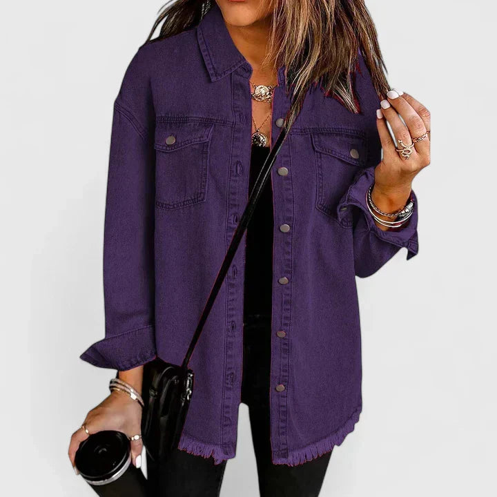 Women's Denim Jacket – Classic Oversized Jean Jacket with Pockets