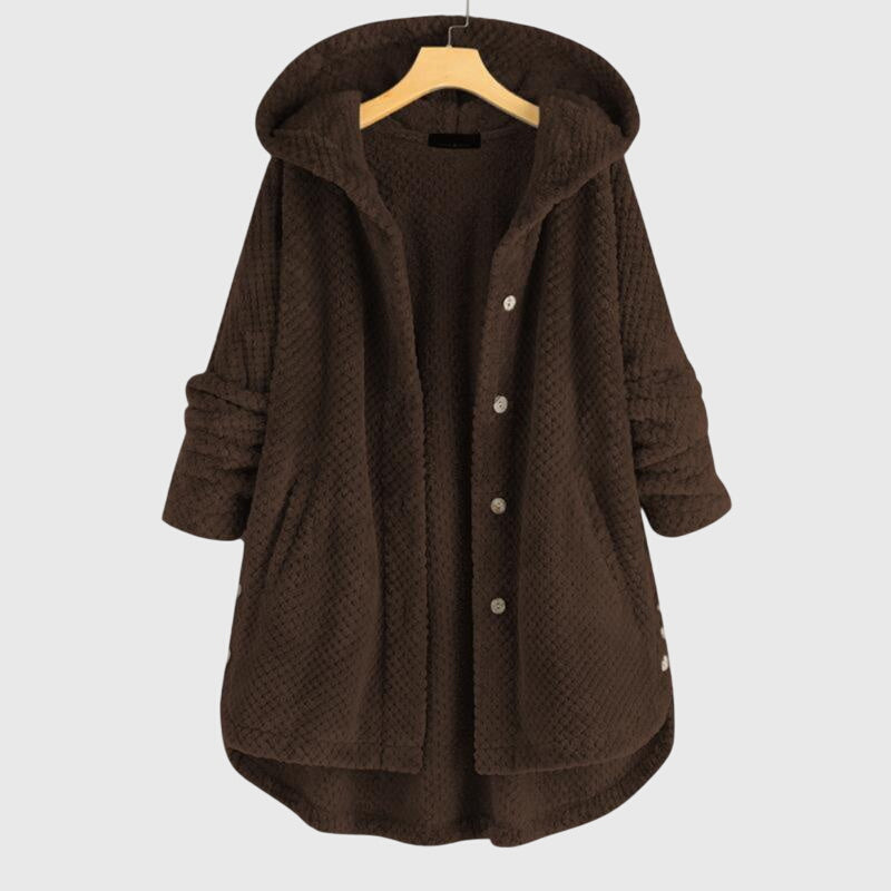 Women's Reversible Fleece Jacket – Hooded Warm Zip-Up Jacket