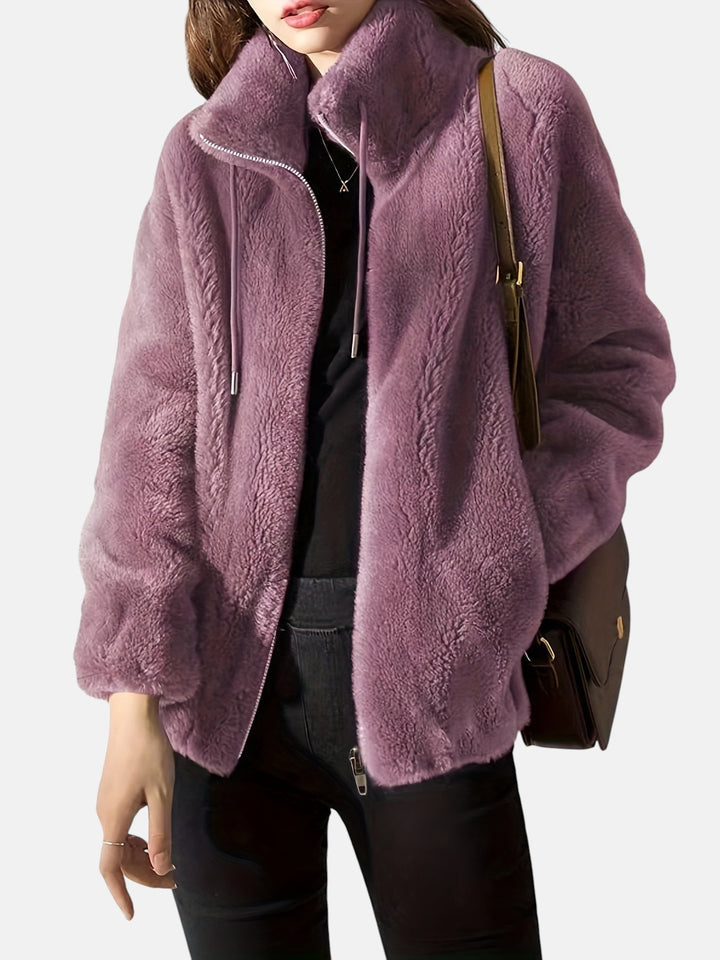 Women's Zip-Up Jacket – Cozy Relaxed Fit Casual Layering Jacket