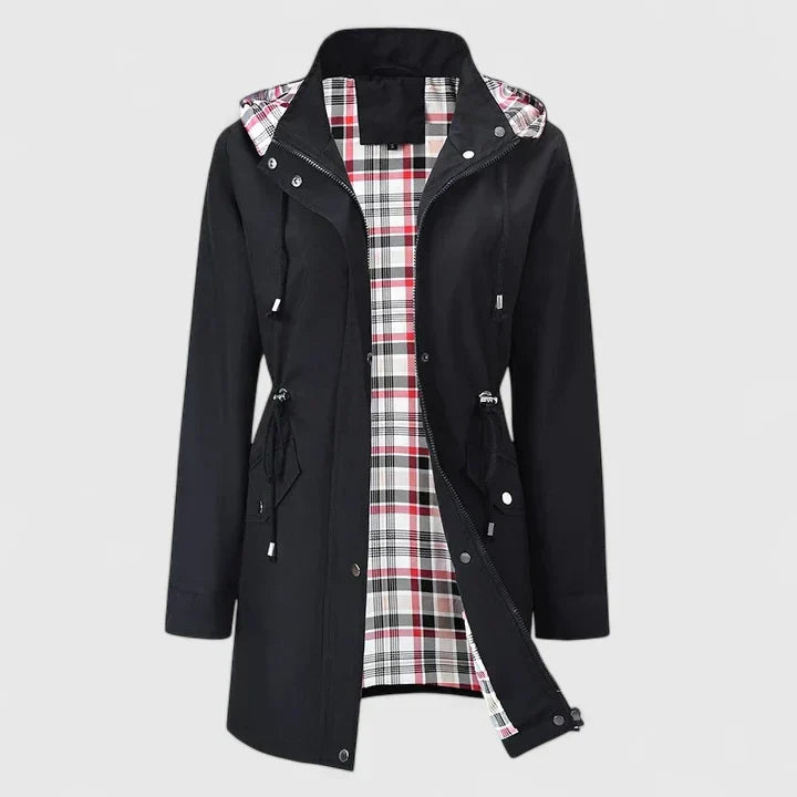 Women's Striped Jacket – Detachable Hood Zip Windbreaker with Pockets