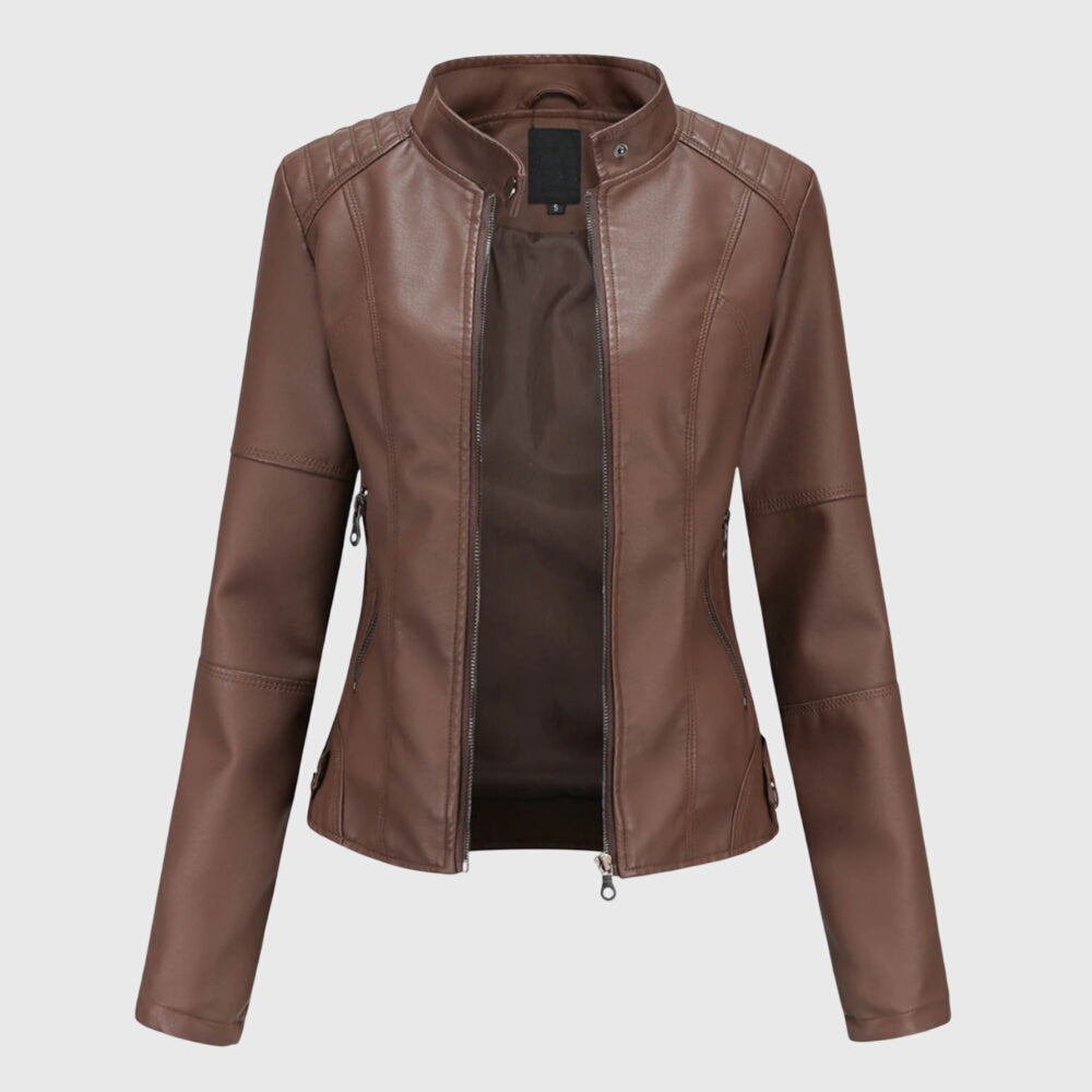 Women's Faux Leather Jacket – Tailored Fit Soft Short Jacket