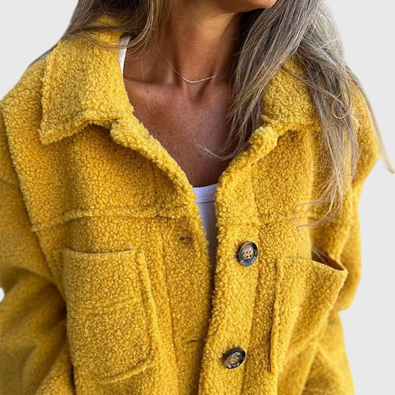 Women's Button-Up Jacket – Classic Fall Coat with Side Pockets