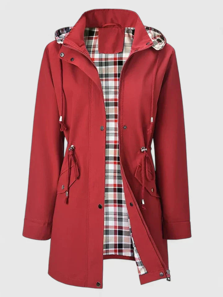 Women's Striped Jacket – Detachable Hood Zip Windbreaker with Pockets