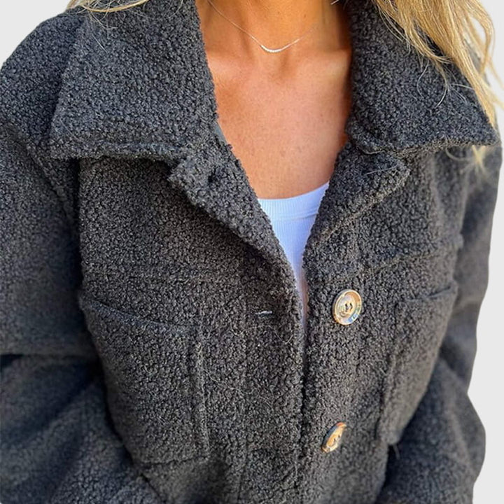 Women's Button-Up Jacket – Classic Fall Coat with Side Pockets