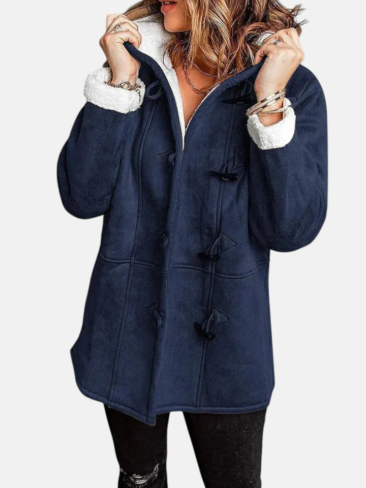 Women's Duffle Coat – Fleece-Lined Hooded Toggle Winter Coat