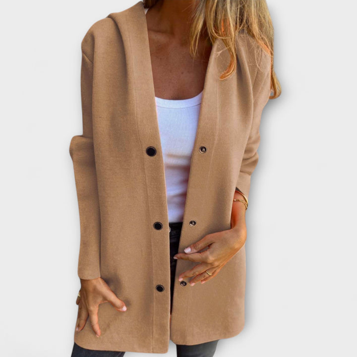 Women's Hooded Jacket – Single-Breasted Casual Coat for Fall