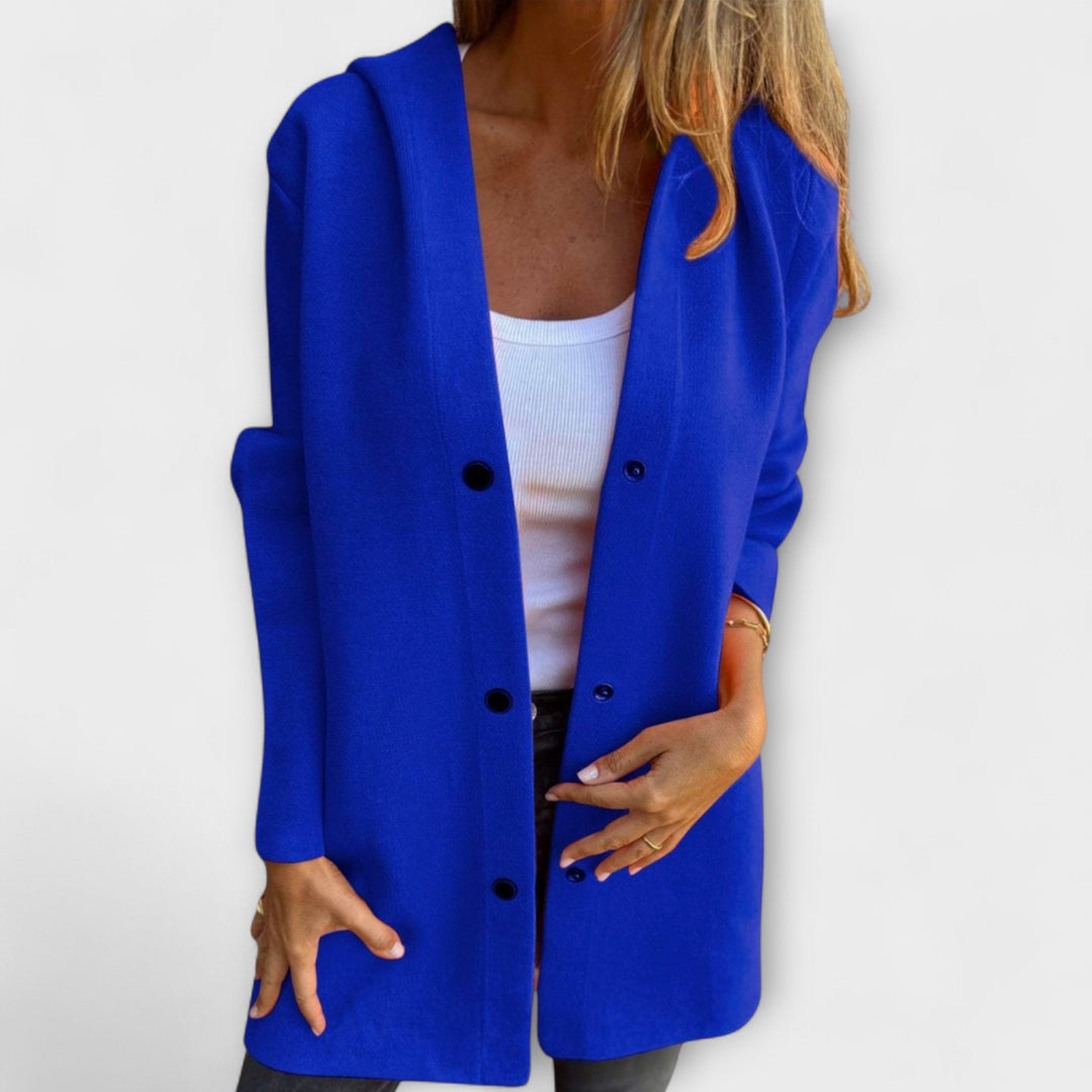 Women's Hooded Jacket – Single-Breasted Casual Coat for Fall