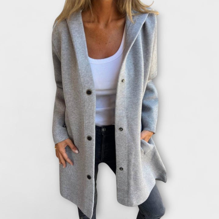 Women's Hooded Jacket – Single-Breasted Casual Coat for Fall