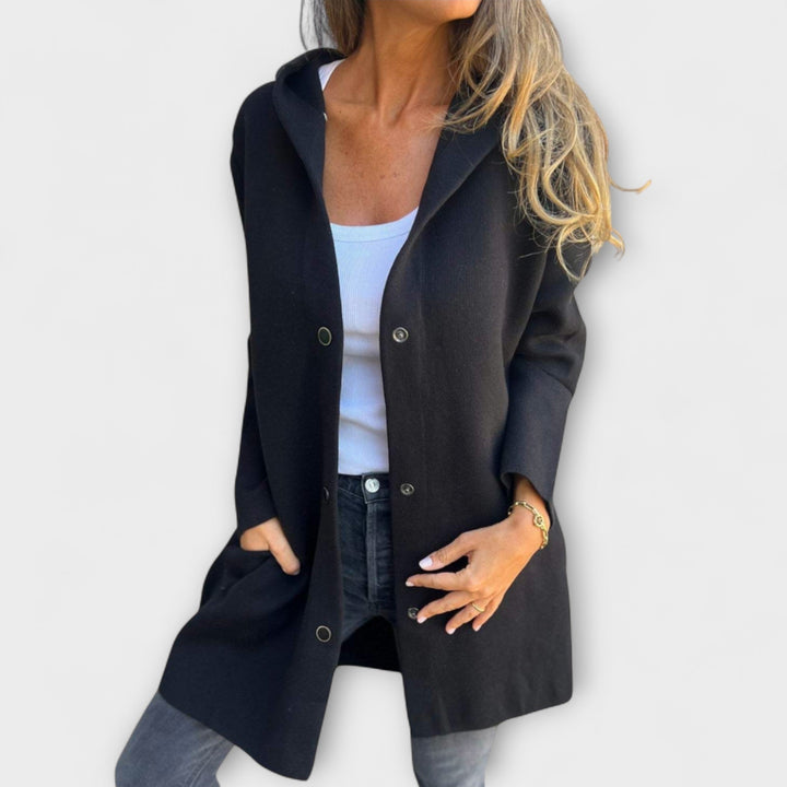 Women's Hooded Jacket – Single-Breasted Casual Coat for Fall
