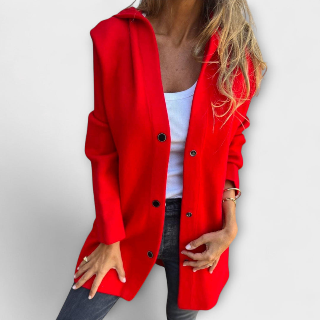 Women's Hooded Jacket – Single-Breasted Casual Coat for Fall