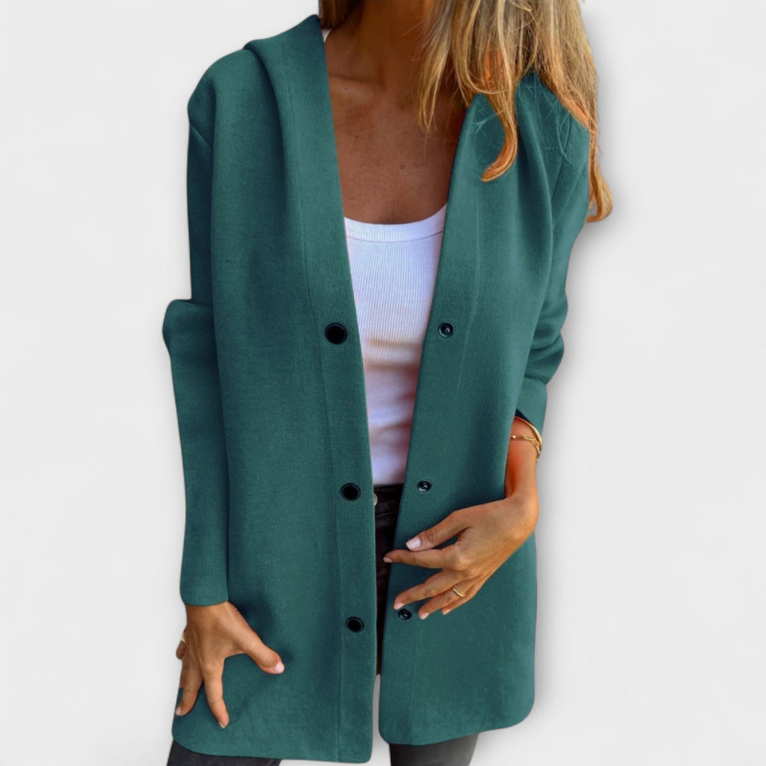 Women's Hooded Jacket – Single-Breasted Casual Coat for Fall