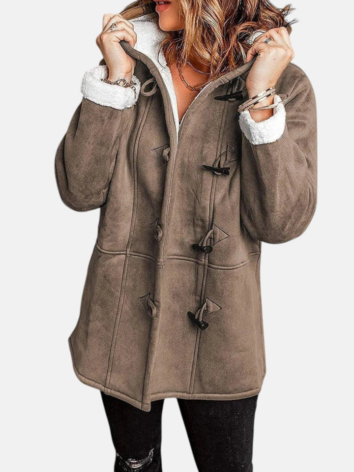 Women's Duffle Coat – Fleece-Lined Hooded Toggle Winter Coat