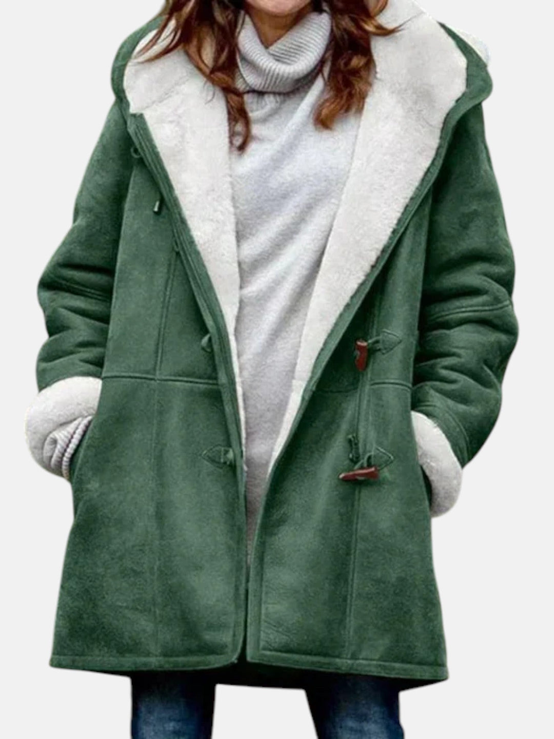 Women's Duffle Coat – Fleece-Lined Hooded Toggle Winter Coat