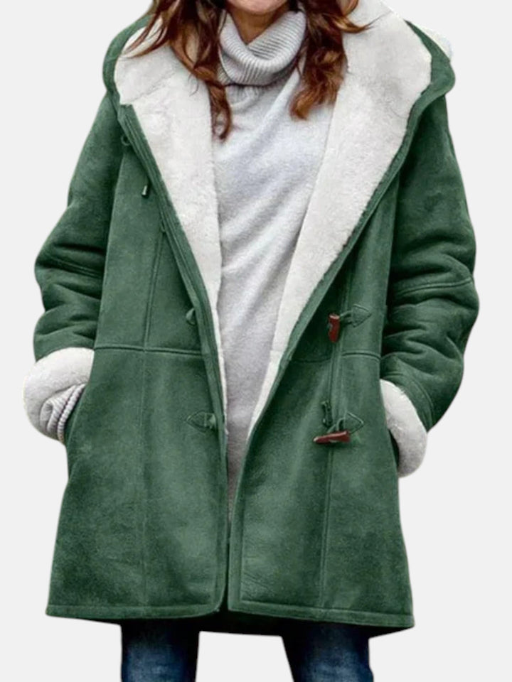Women's Duffle Coat – Fleece-Lined Hooded Toggle Winter Coat