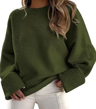 Women's Oversized Sweater – Dropped Shoulder Ribbed Knit Pullover