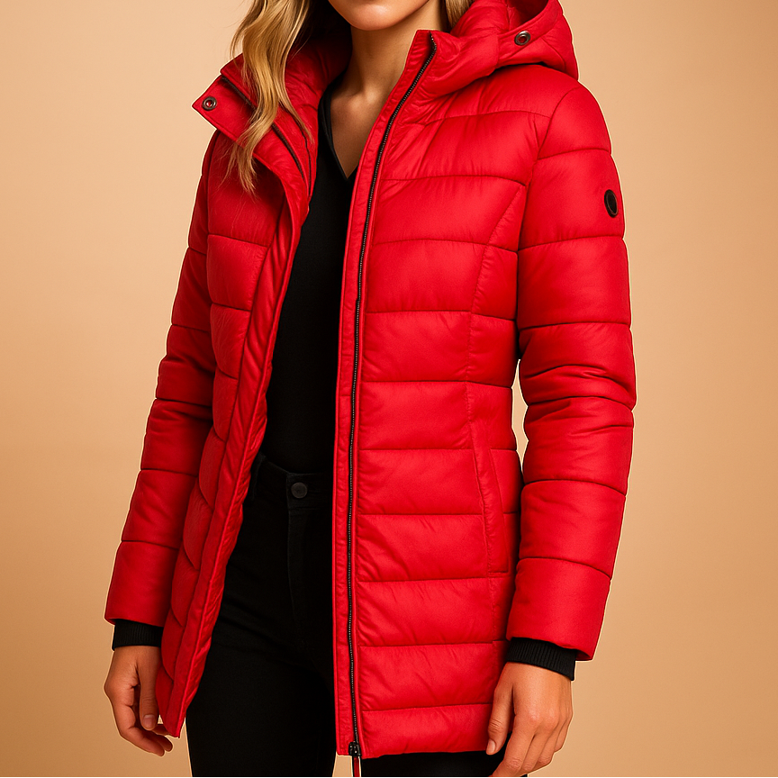 Women's Water-Resistant Jacket – Windproof Zip Coat, Hip Length
