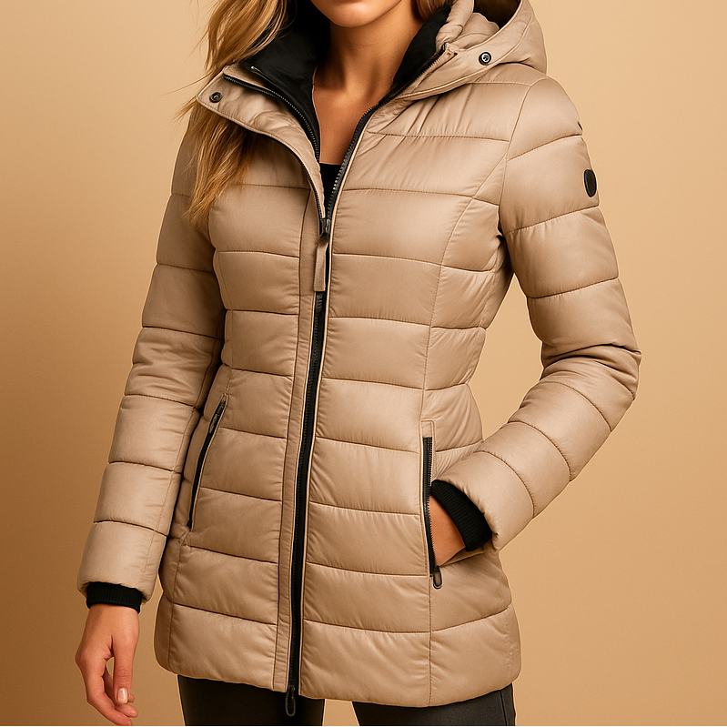 Women's Water-Resistant Jacket – Windproof Zip Coat, Hip Length