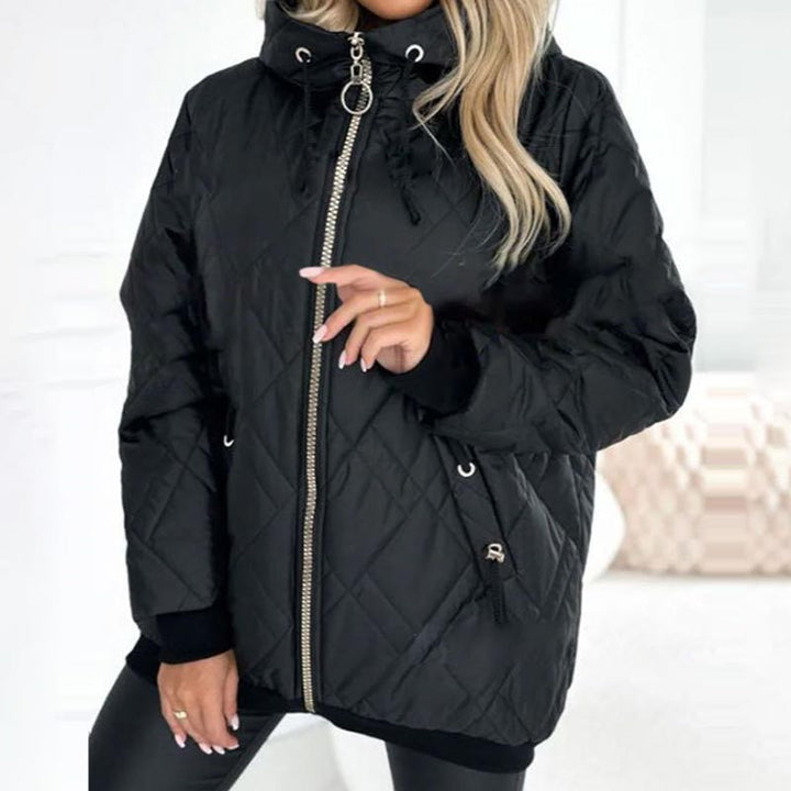 Women's Insulated Jacket – Hooded High Collar Hip Length Winter Coat