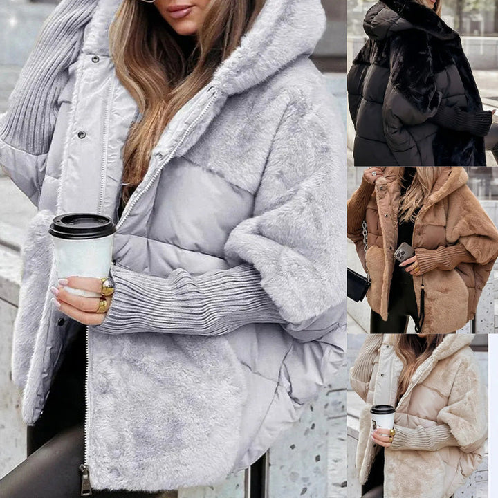 Women's Padded Winter Coat – Faux Fur Trim Hooded Warm Jacket