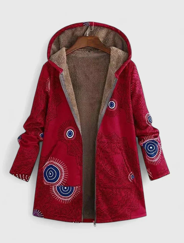 Women's Printed Parka – Mandala Pattern Hooded Winter Coat